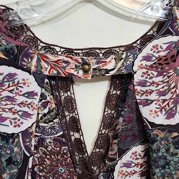 Umgee boho oversized short dress / tunic top V cut out back woman's size medium - Picture 6 of 12